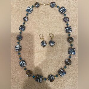 Murano glass handcrafted Necklace and Earring Set